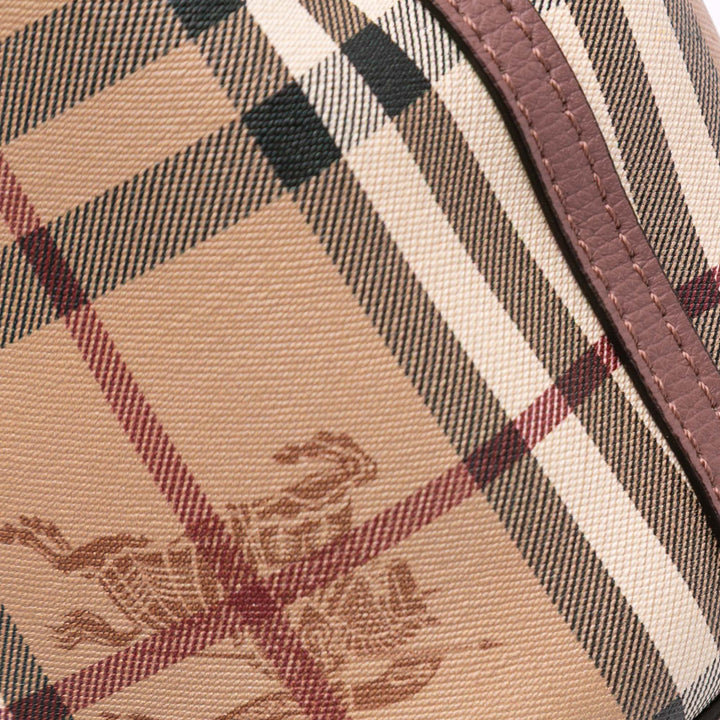 Haymarket Check Coated Canvas Lorne Bucket Bag Brown - Gaby Paris