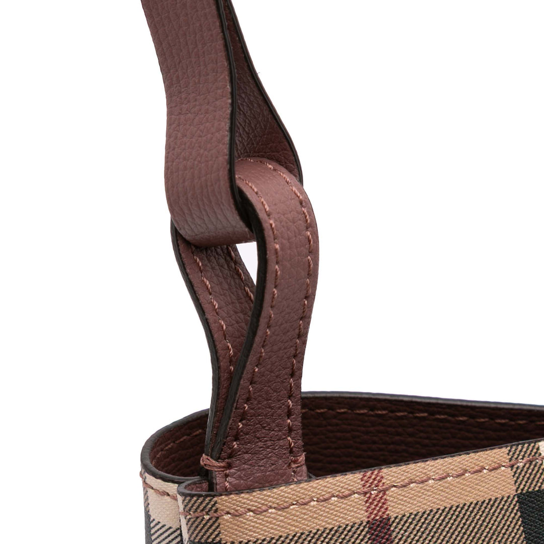 Haymarket Check Coated Canvas Lorne Bucket Bag Brown - Gaby Paris