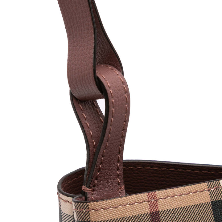 Haymarket Check Coated Canvas Lorne Bucket Bag Brown - Gaby Paris