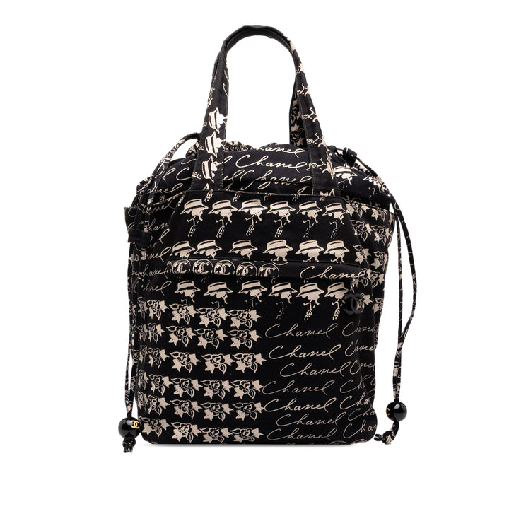 Chanel CC Grafitti Cordon Cabas Noir – vue principale – GABY PARIS