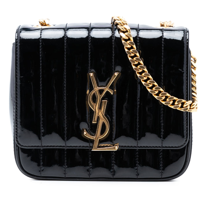 Saint Laurent Small Cuir verni Monogram Vicky Sac à chaîne
