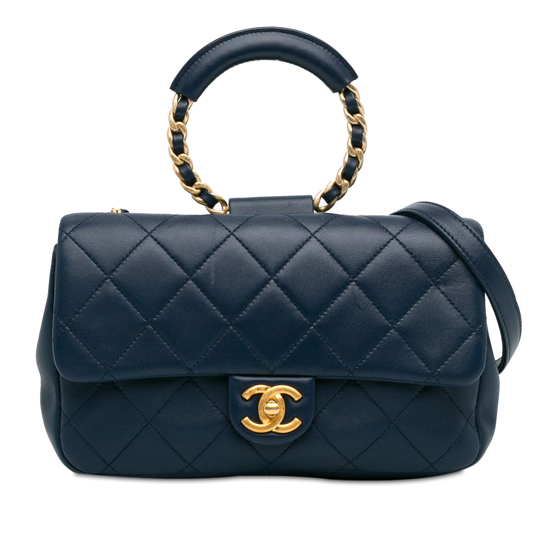 Medium Lambskin In the Loop Flap Blue - Gaby Paris