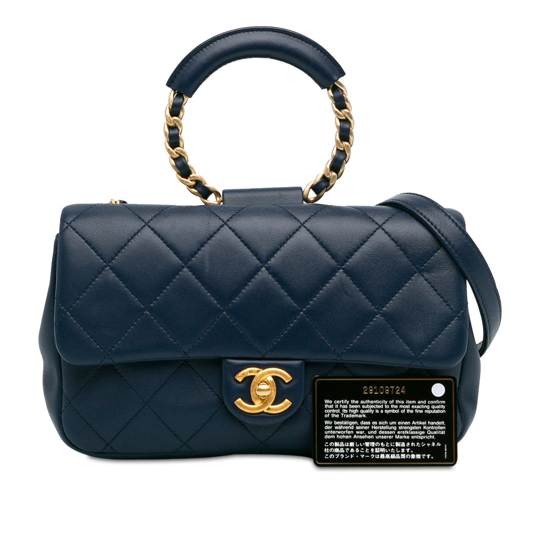 Medium Lambskin In the Loop Flap Blue - Gaby Paris