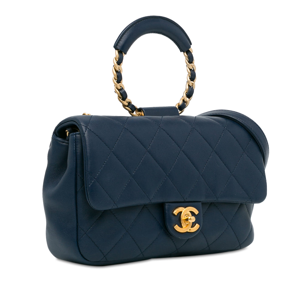 Medium Lambskin In the Loop Flap Blue - Gaby Paris