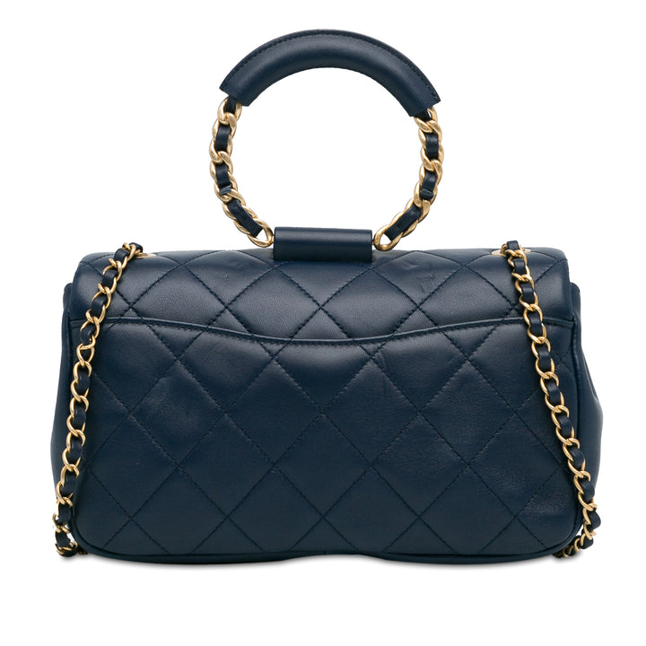 Medium Lambskin In the Loop Flap Blue - Gaby Paris