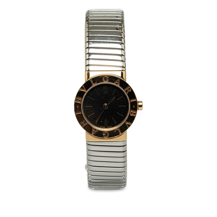 Quartz Two Tone Stainless Steel 18K Gold Tubogas Watch Silver - Gaby Paris