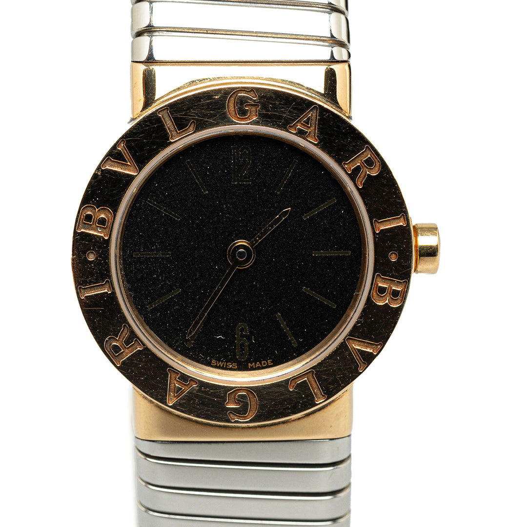 Quartz Two Tone Stainless Steel 18K Gold Tubogas Watch Silver - Gaby Paris