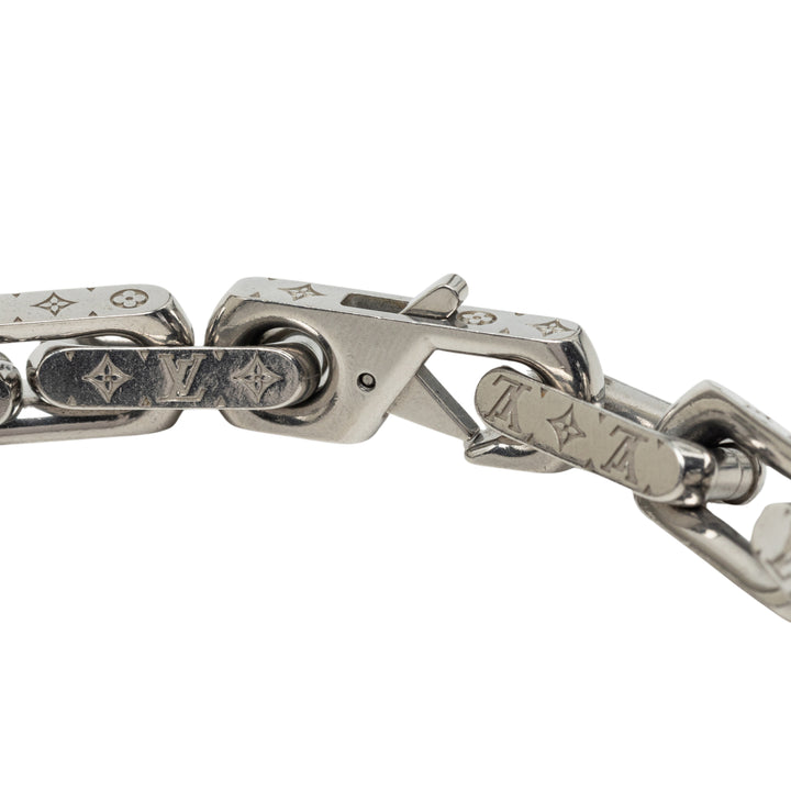 Louis Vuitton Stainless Steel Chaîne Link Collier Monogram Argenté