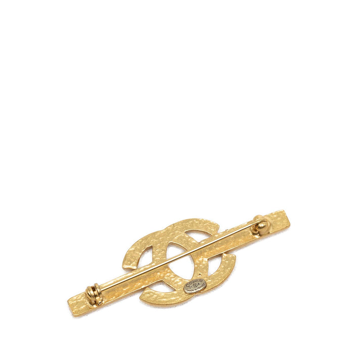 Chanel CC plaqué Strass Bar Broche Métal