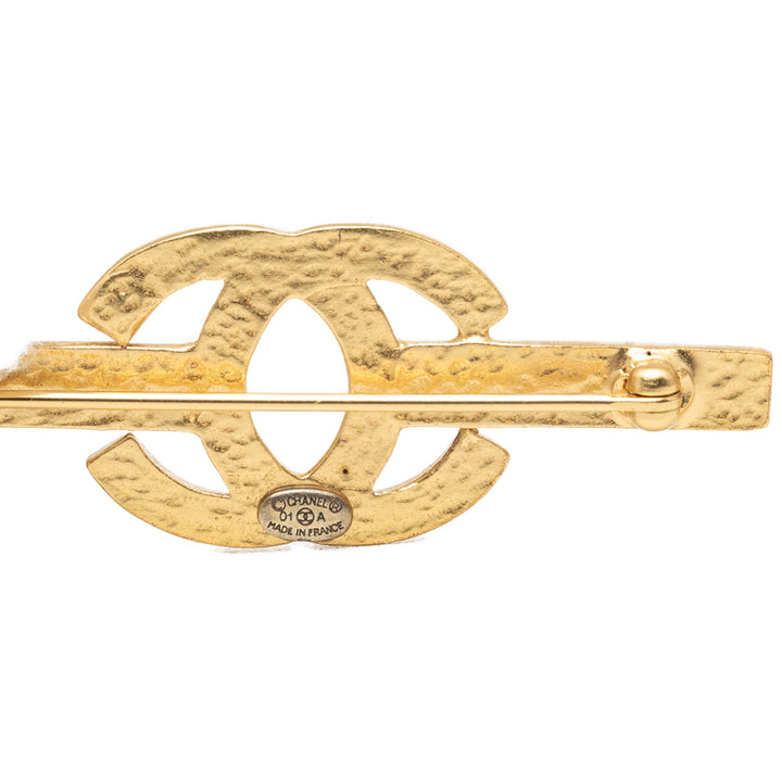 Chanel CC plaqué Strass Bar Broche Métal