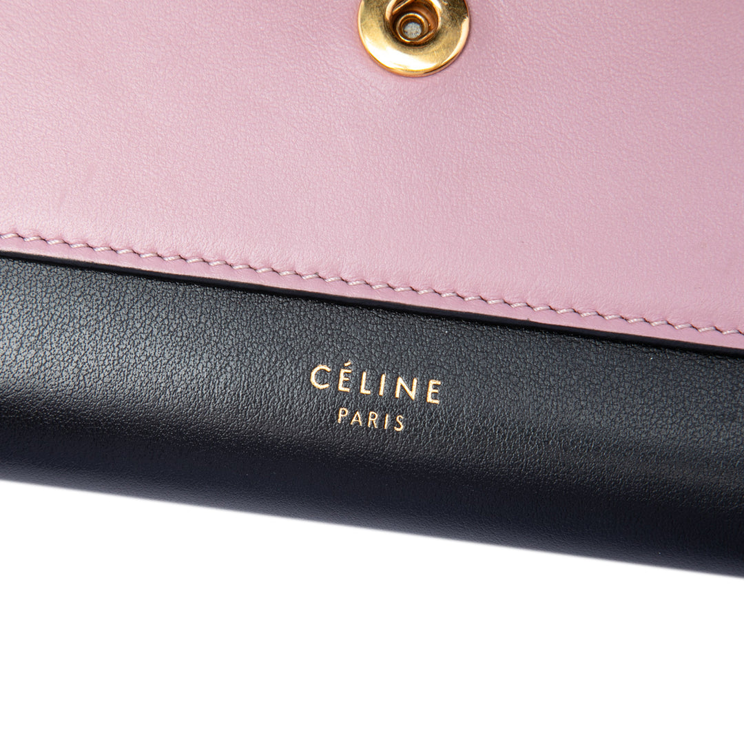 Celine Bicolor Cuir Pocket Envelope Wallet on Chain
