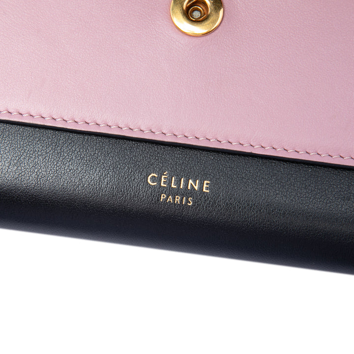 Celine Bicolor Cuir Pocket Envelope Wallet on Chain