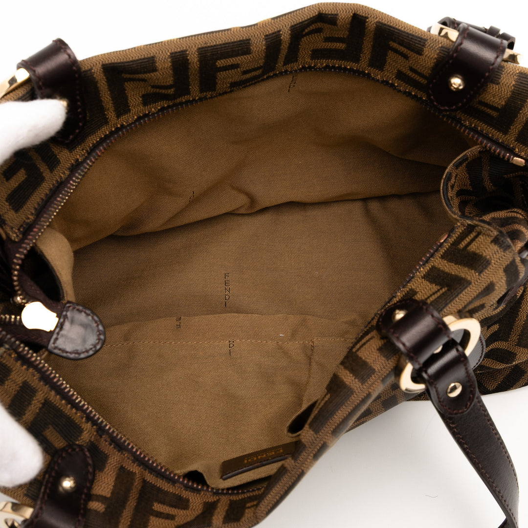 Fendi Medium Zucca Toile Chef Sac bandoulière Marron