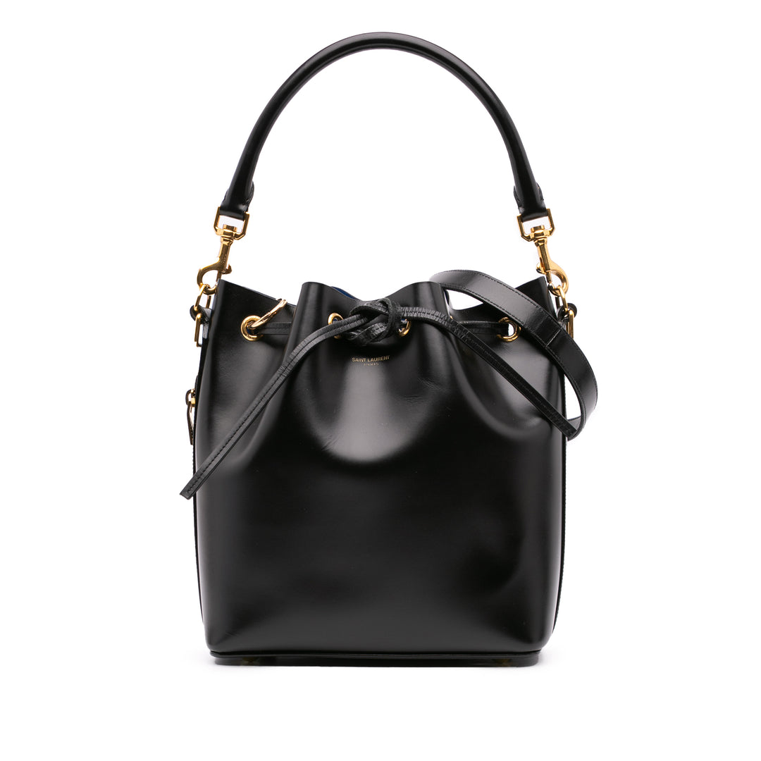 Medium Leather Emmanuelle Bucket Bag Black - Gaby Paris