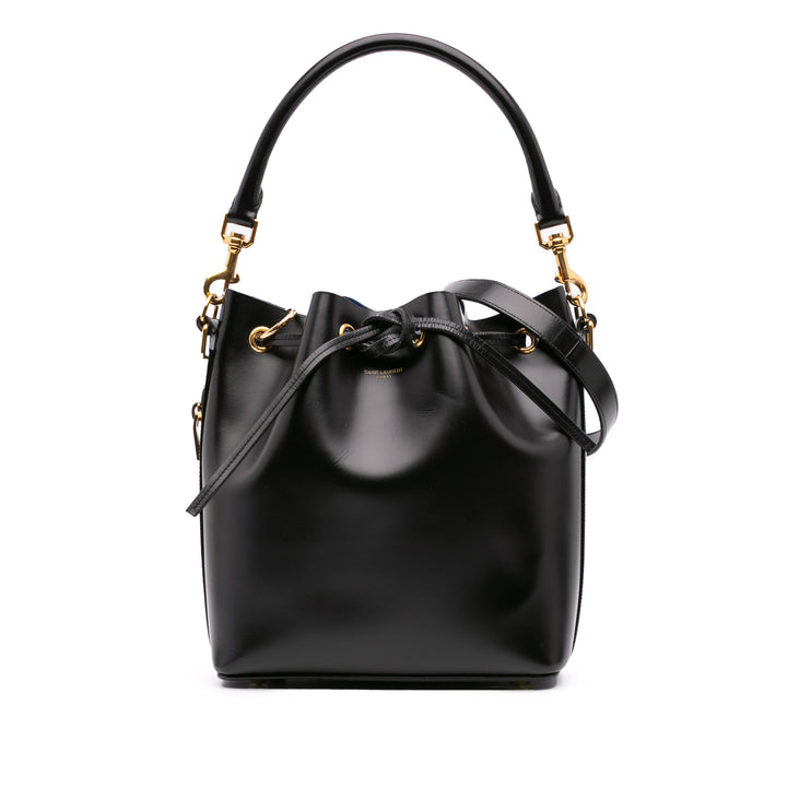 Medium Leather Emmanuelle Bucket Bag Black - Gaby Paris