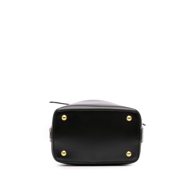Medium Leather Emmanuelle Bucket Bag Black - Gaby Paris