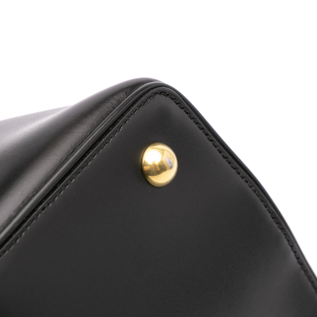 Medium Leather Emmanuelle Bucket Bag Black - Gaby Paris