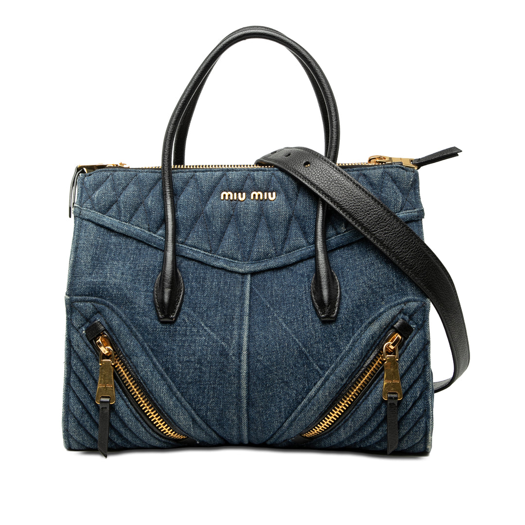 Miu Miu Matelasse Jean Biker Cabas