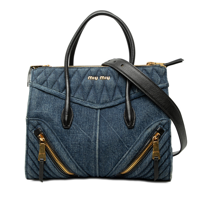 Miu Miu Matelasse Jean Biker Cabas