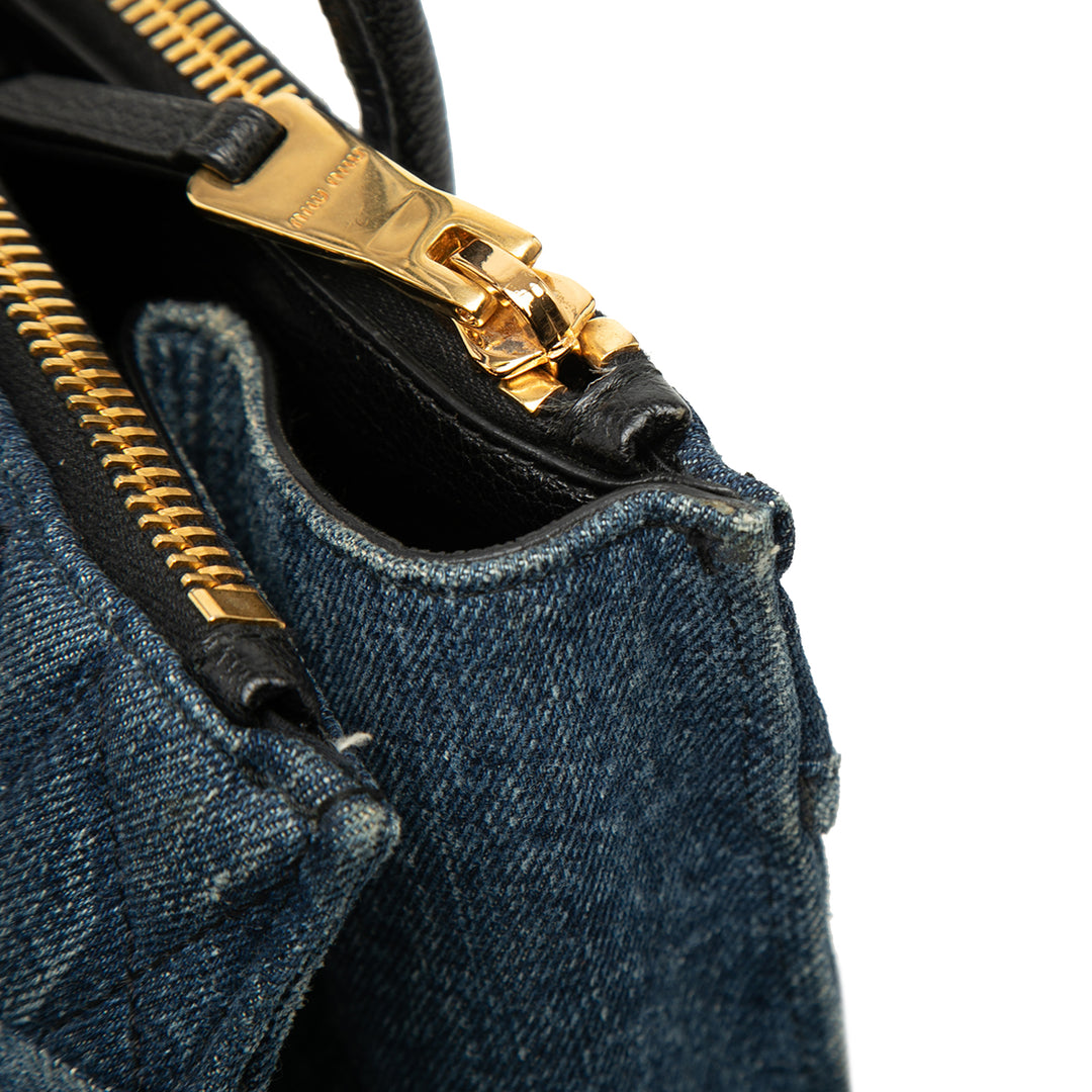 Miu Miu Matelasse Jean Biker Cabas