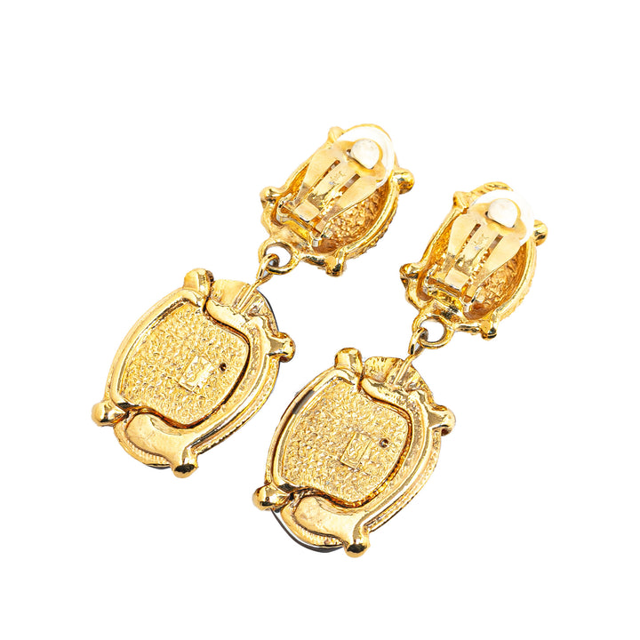 Gold Plated Resin Drop Clip On Earrings Gold - Gaby Paris