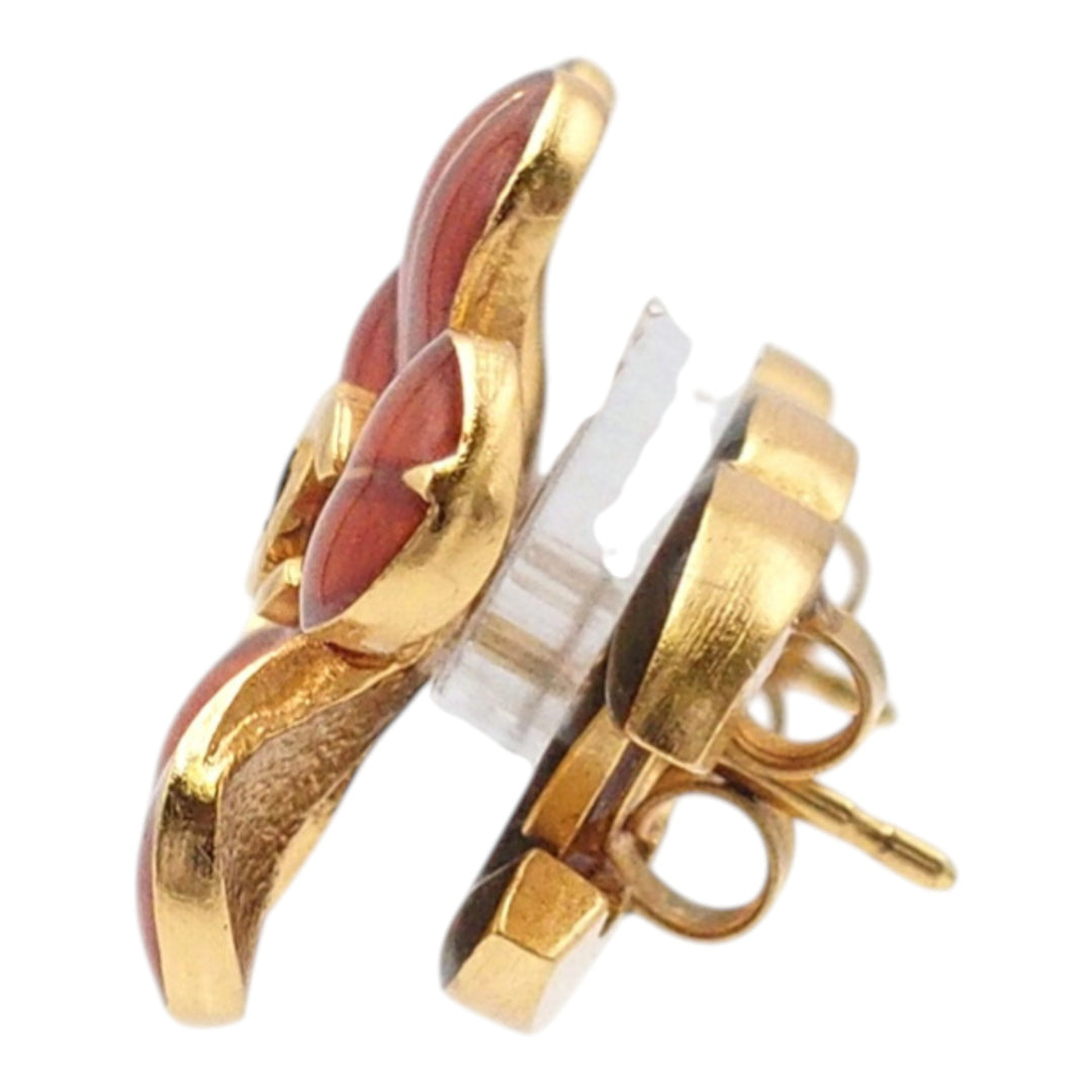 Chanel plaqué et Resin CC Flower fermoir poussette Boucles d’oreilles