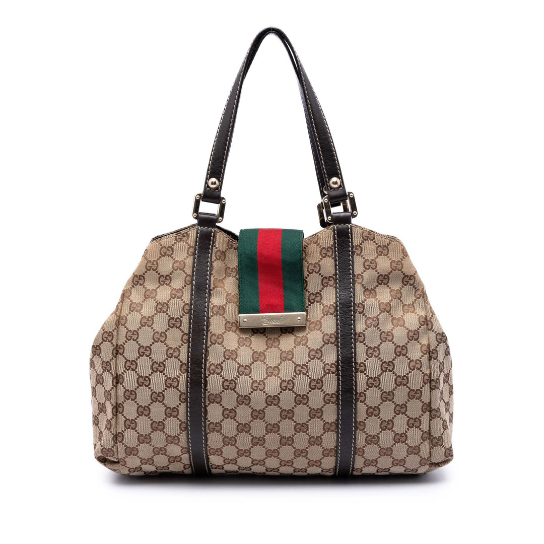 Gucci GG Toile Web New Ladies Cabas
