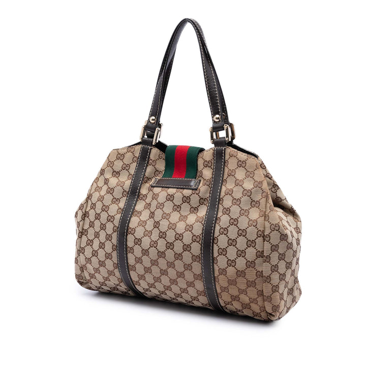 Gucci GG Toile Web New Ladies Cabas