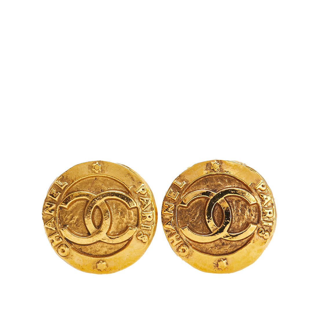 Chanel Doré Plated CC Round Clip On Boucles d’oreilless Doré – GABY PARIS Authentique