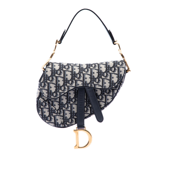 Dior Mini Oblique Toile Saddle Sac