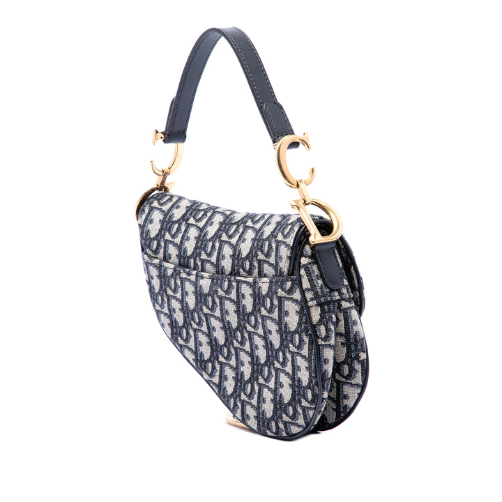 Dior Mini Oblique Toile Saddle Sac