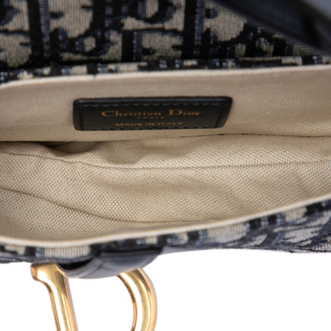 Dior Mini Oblique Toile Saddle Sac