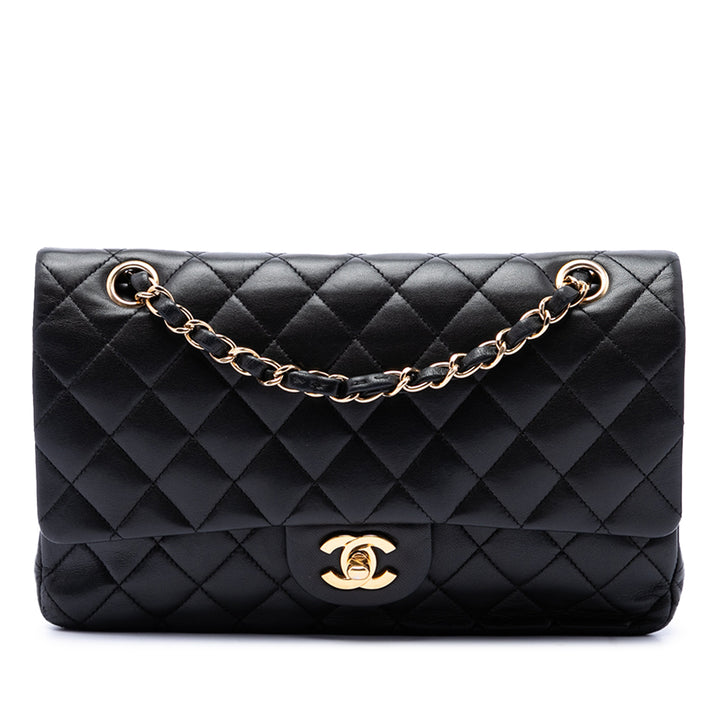 Classic Double rabat Moyen Cuir d'agneau Noir