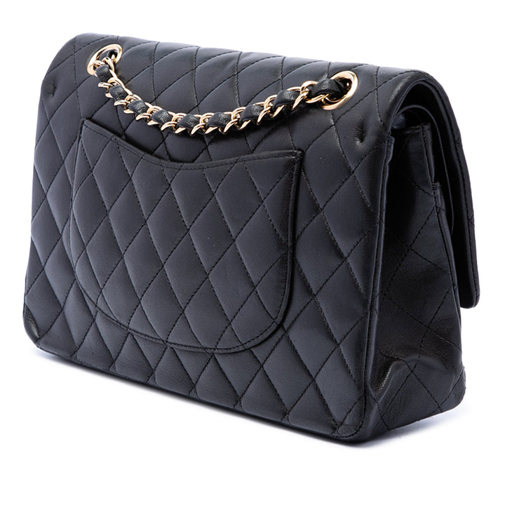 Classic Double rabat Moyen Cuir d'agneau Noir