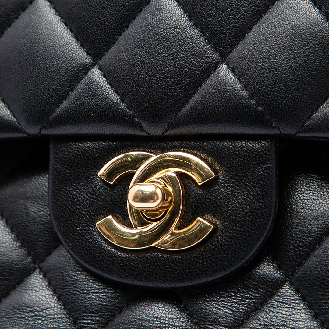 Classic Double rabat Moyen Cuir d'agneau Noir