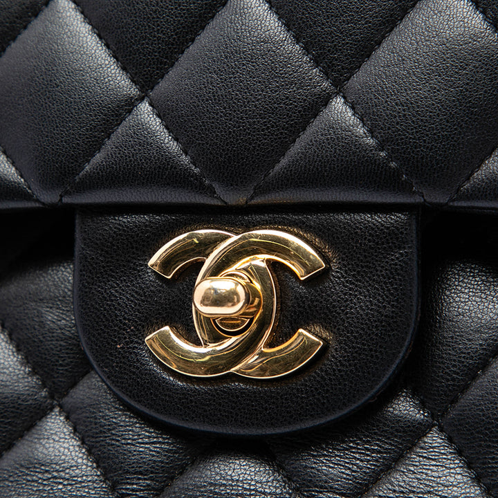 Classic Double rabat Moyen Cuir d'agneau Noir
