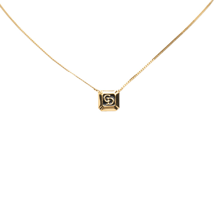 Dior Doré Plated CD Logo Plate Pendant Collier Doré – GABY PARIS Authentique