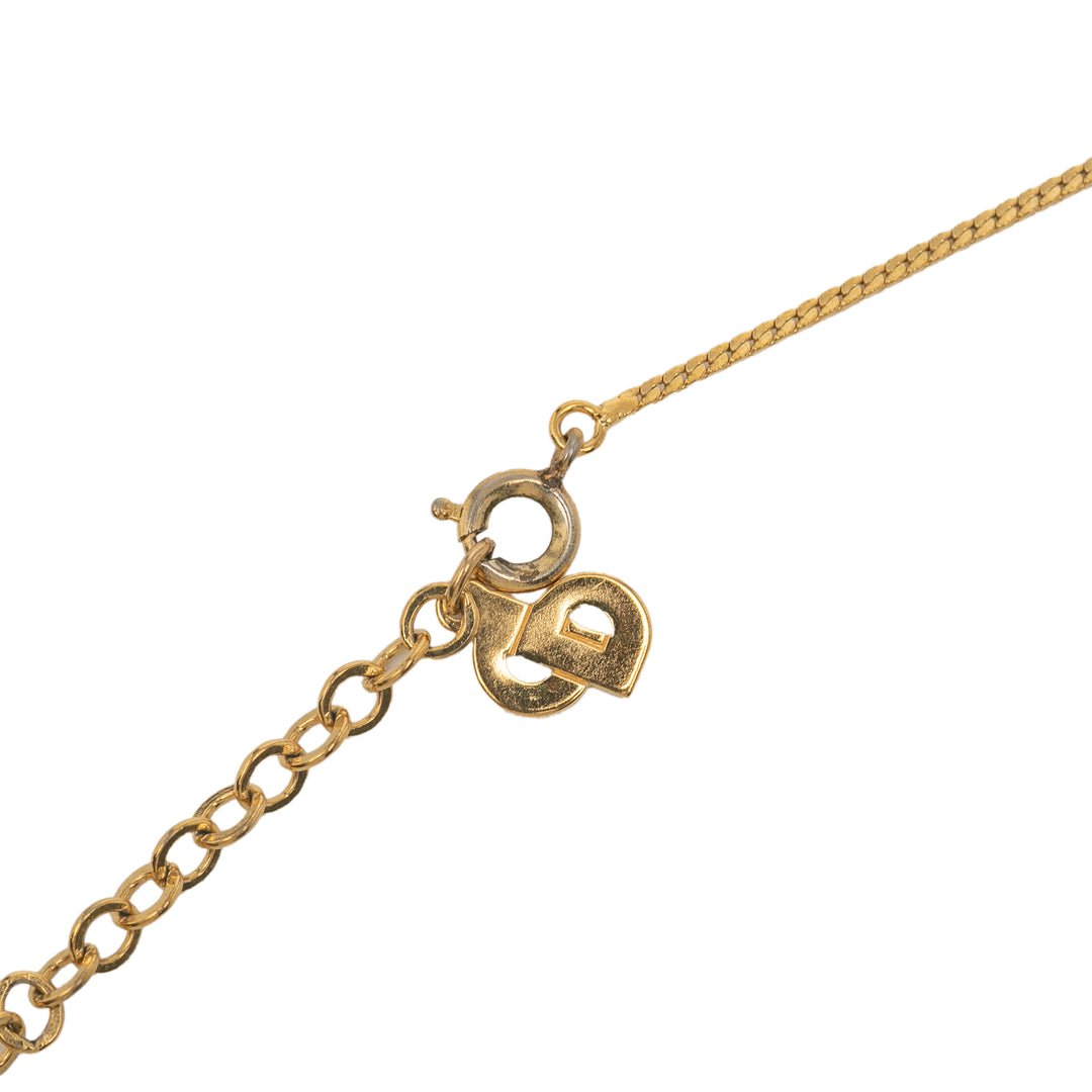 Dior Doré Plated CD Logo Plate Pendant Collier Doré – GABY PARIS Authentique