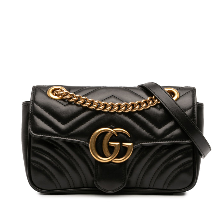 GG Marmont Matelasse Sac Petit Cuir de veau Noir