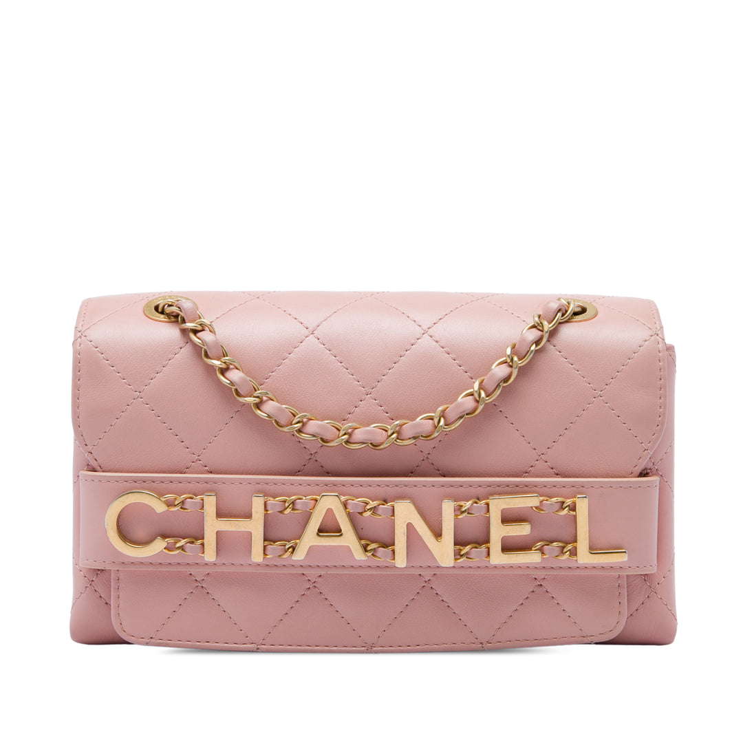 Chanel Matelassé Enchained à rabat Petit Cuir de veau Rose – vue principale – GABY PARIS