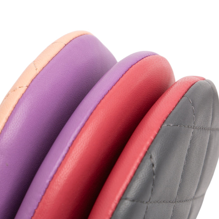 Chanel CC Matelassé Cuir d’agneau Triple Zip Rond Pochette avec chaîne