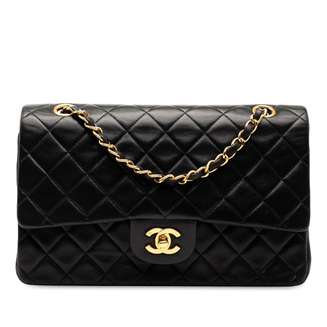 Chanel Medium Classic Cuir d’agneau Double rabat Noir – GABY PARIS Authentique