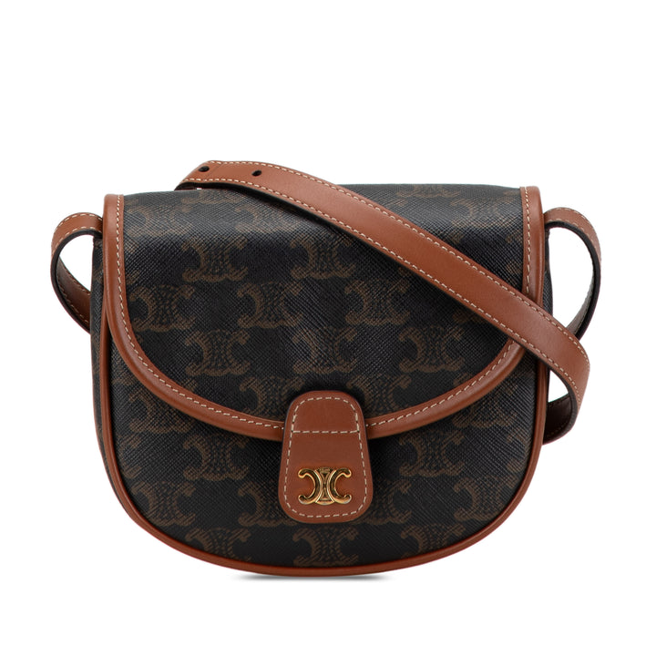 Mini Triomphe Coated Canvas Besace Crossbody Brown - Gaby Paris