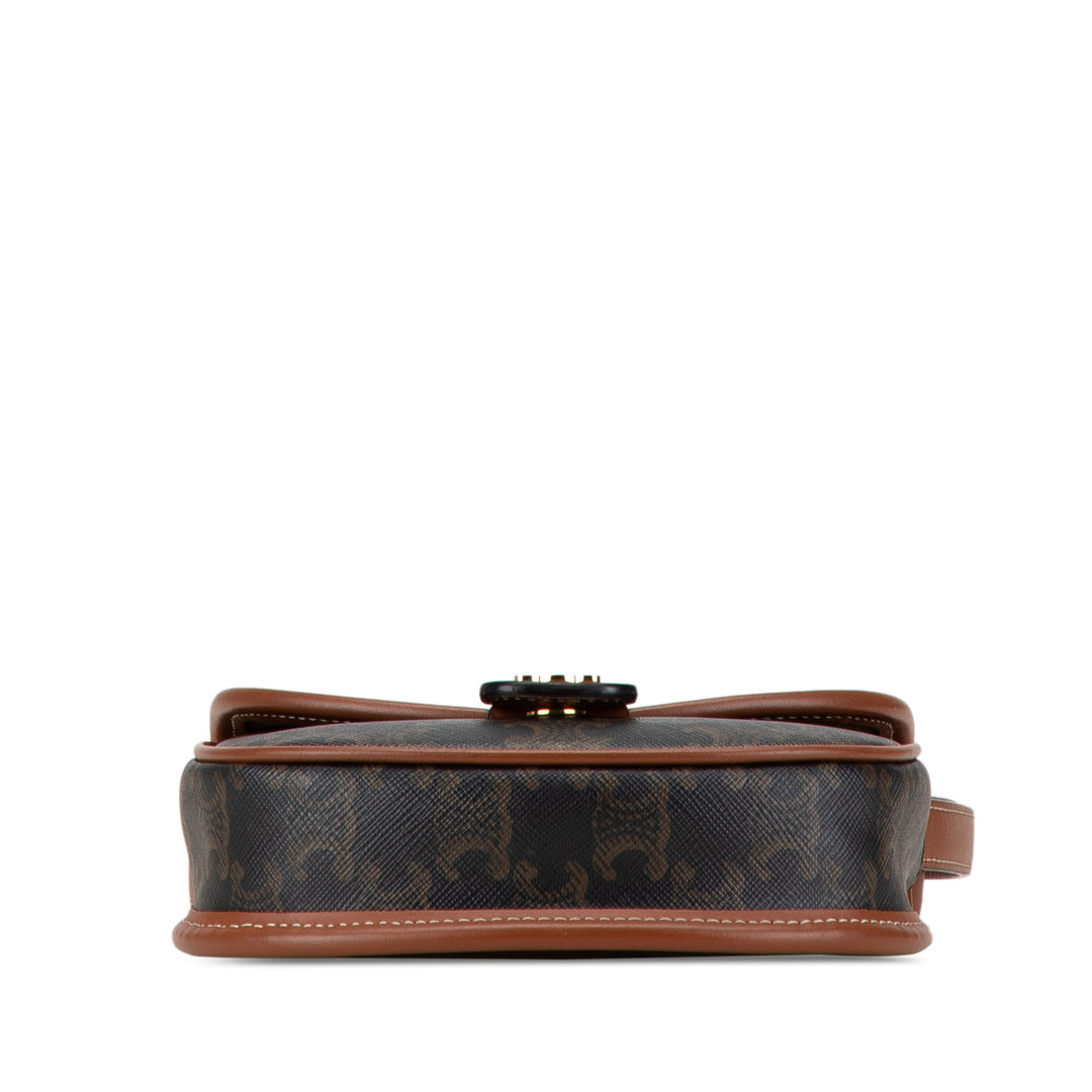 Mini Triomphe Coated Canvas Besace Crossbody Brown - Gaby Paris