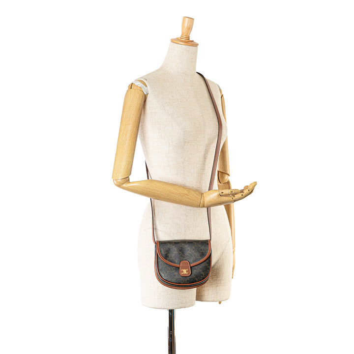 Mini Triomphe Coated Canvas Besace Crossbody Brown - Gaby Paris