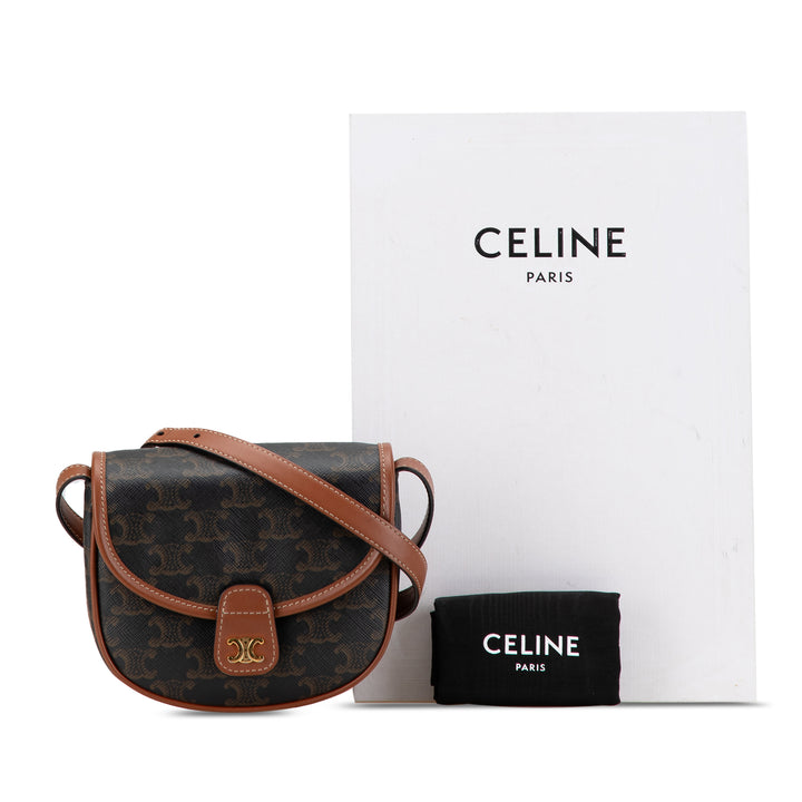 Mini Triomphe Coated Canvas Besace Crossbody Brown - Gaby Paris
