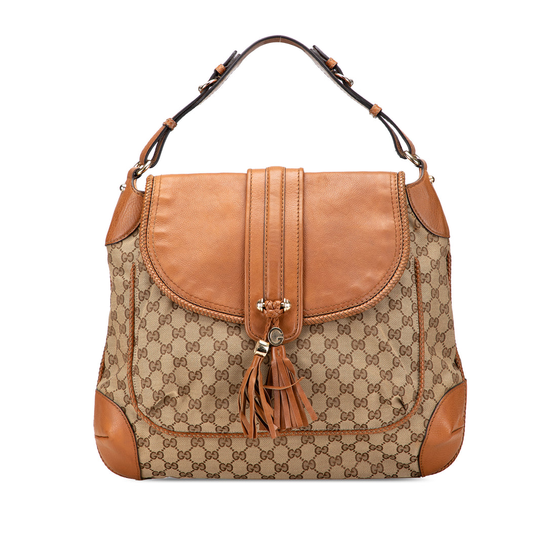 GG Canvas Marrakech Shoulder Bag Brown - Gaby Paris