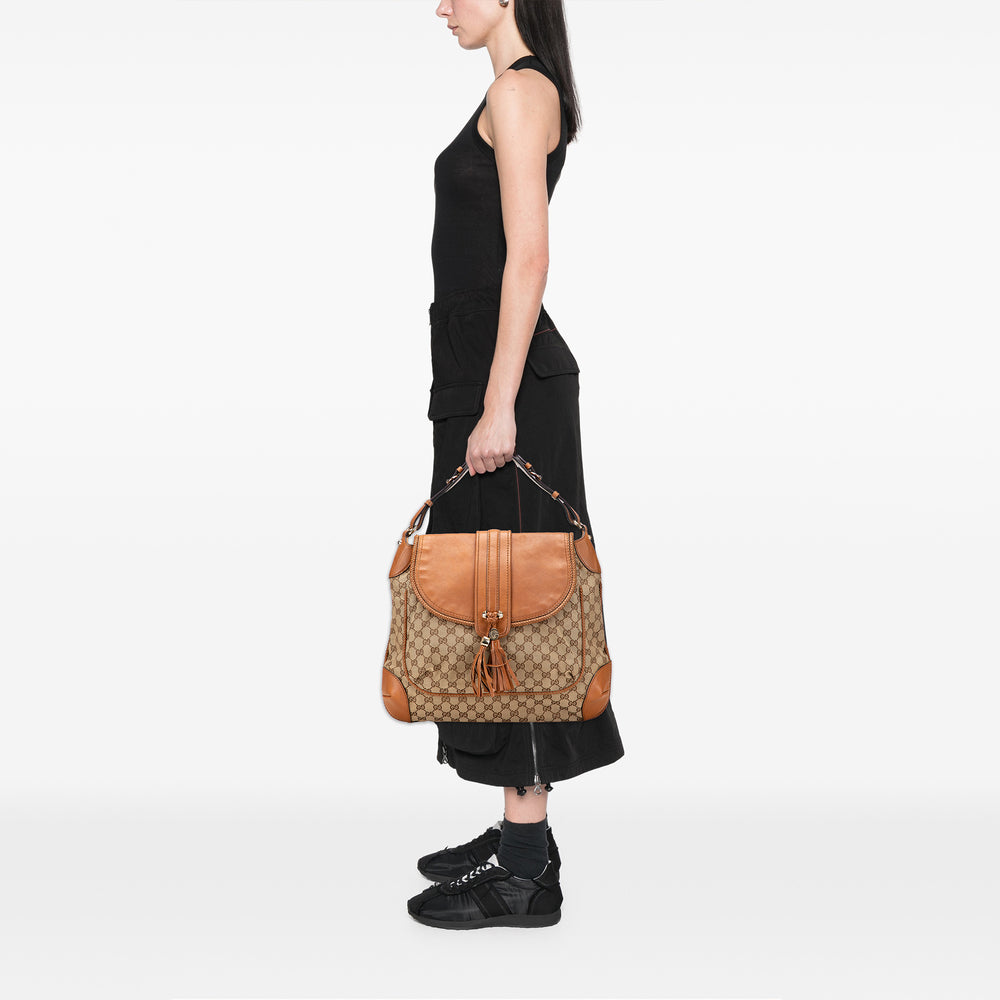 GG Canvas Marrakech Shoulder Bag Brown - Gaby Paris