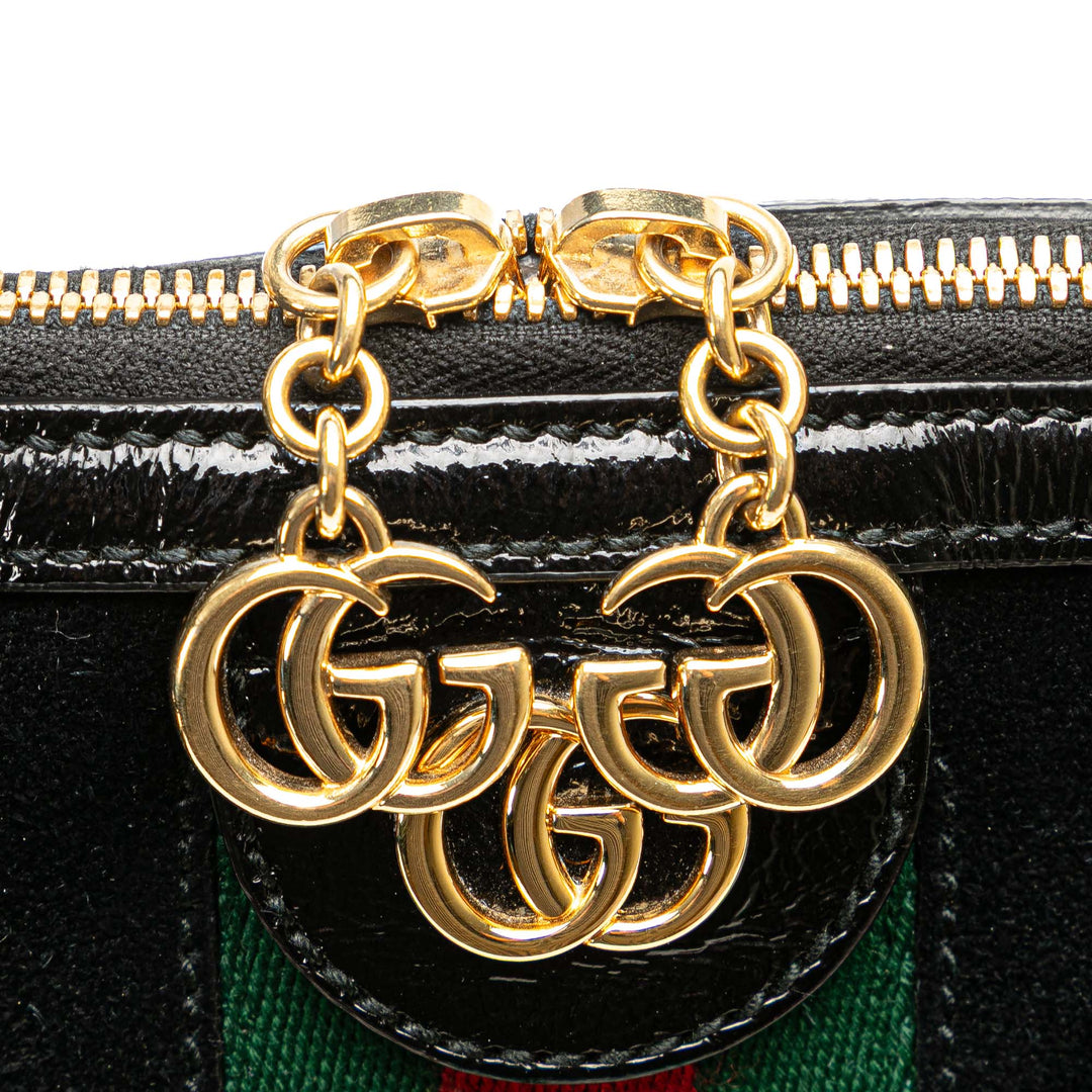 Medium Suede Ophidia Web Dome Satchel Black - Gaby Paris