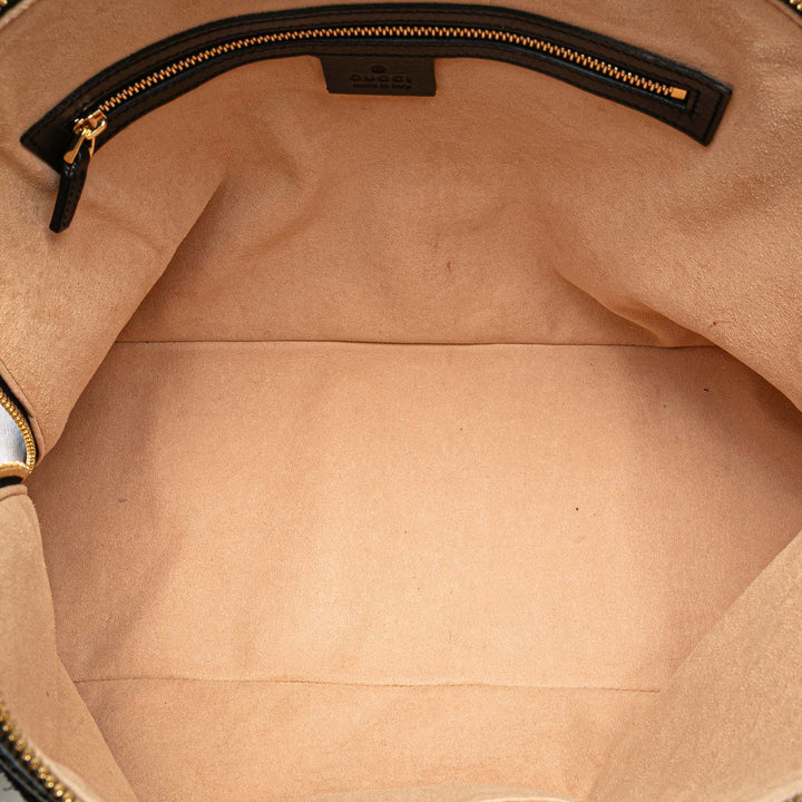 Medium Suede Ophidia Web Dome Satchel Black - Gaby Paris